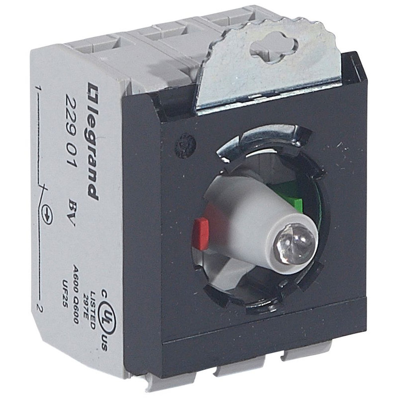 Legrand 023014 - Sous-ensemble bloc tête lum Osmoz raccordement à vis 230V~ NO+NF rouge