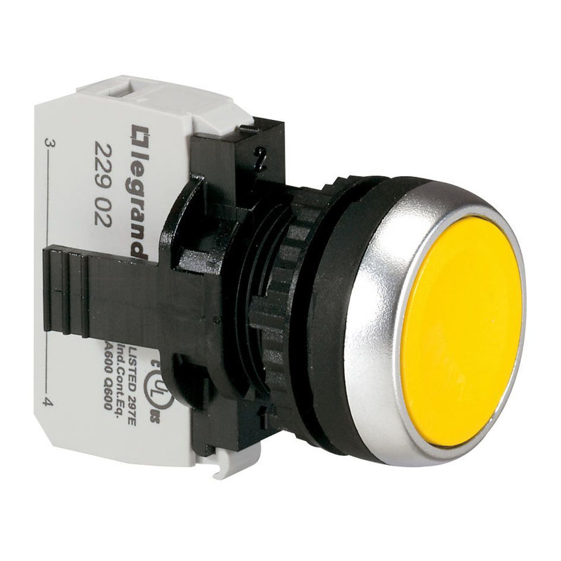 Legrand 023704 - Bouton non lumineux à impulsion affleurant IP69 Osmoz complet - jaune
