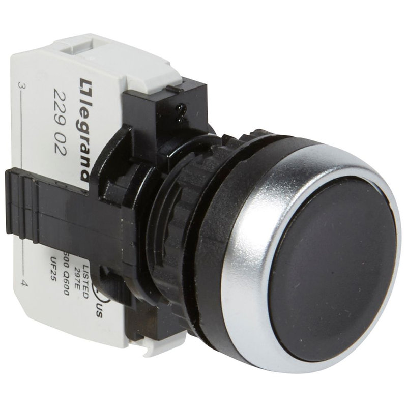 Legrand 023706 - Bouton non lumineux à impulsion affleurant IP69 Osmoz complet - noir
