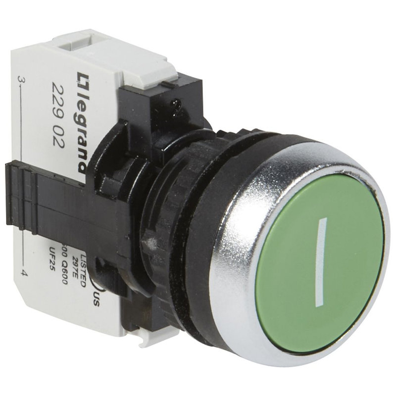 Legrand 023709 - Bouton non lumineux à impulsion affleurant IP69 Osmoz complet - vert marqué I