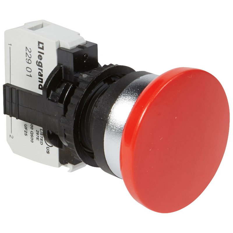 Legrand 023716 - Coup de poing non lumineux à impulsion dépassant IP69 Osmoz complet Ø40 - rouge