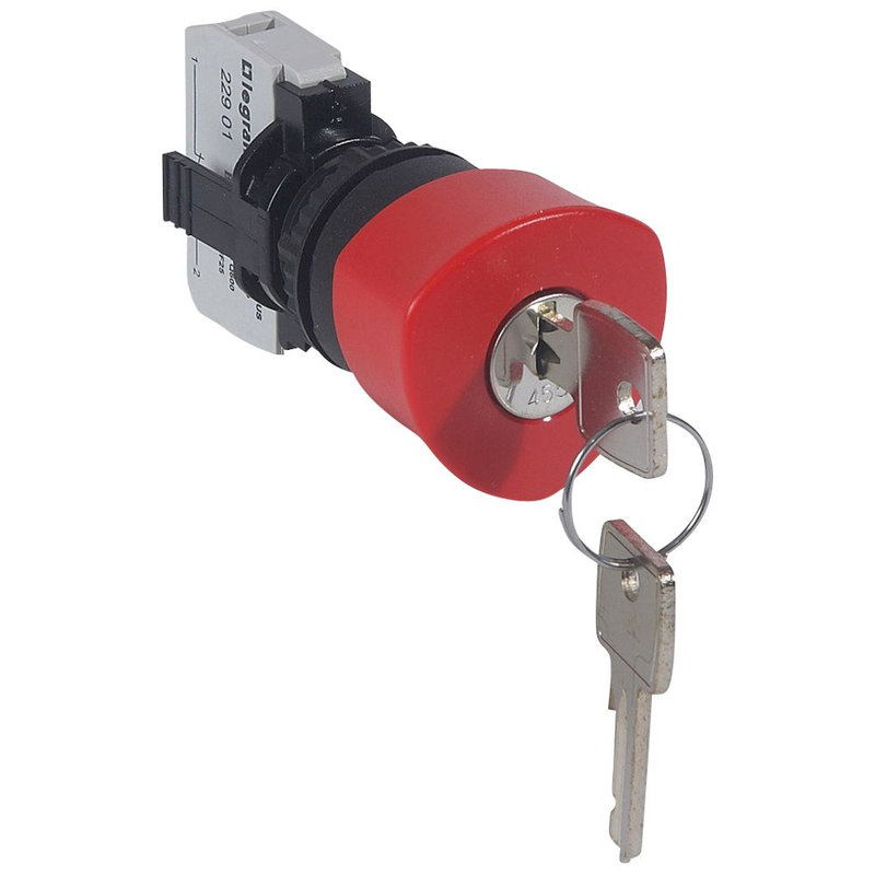 Legrand 023722 - Coup de poing à accrochage non lumineux Osmoz complet IP69 Ø40 à clé n°455 rouge