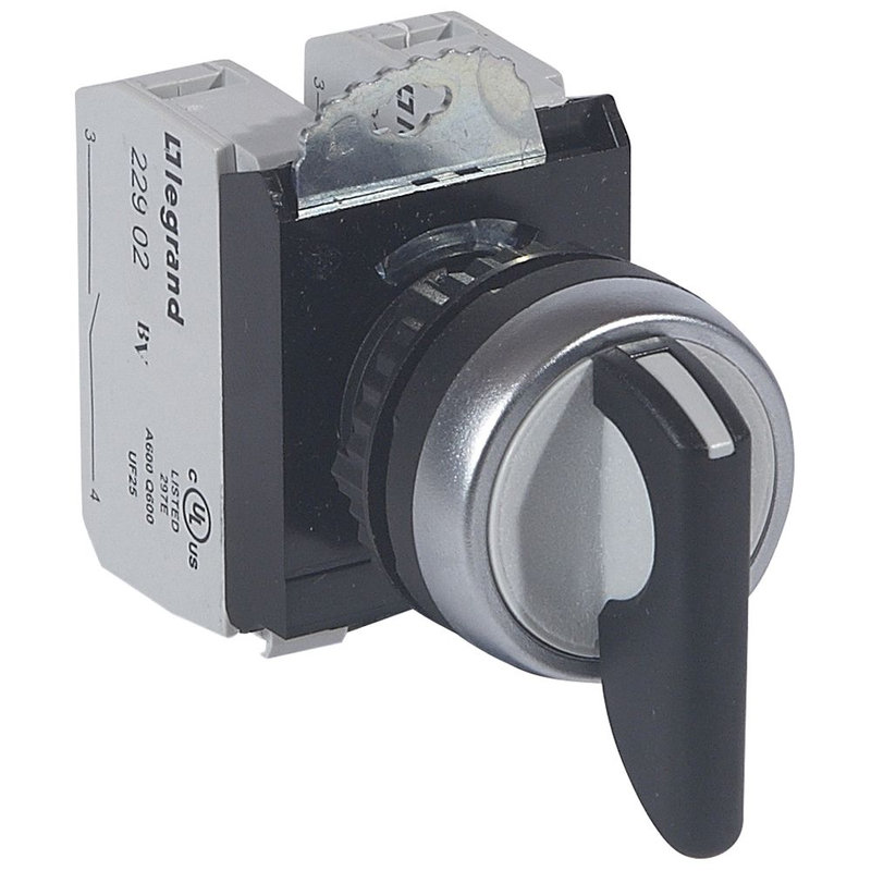 Legrand 023736 - Bouton tournant non lum à levier IP69 Osmoz complet - 3 positions rappel centre