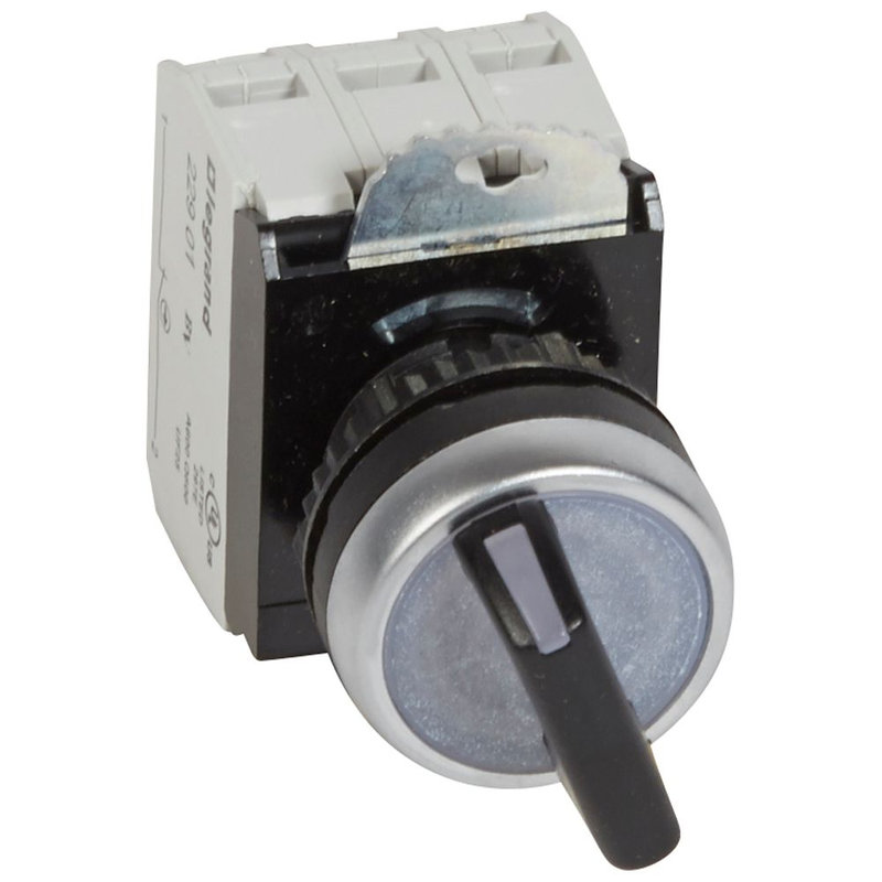 Legrand 023763 - Bouton tournant lumineux manette noire IP69 Osmoz complet - 24V~ 2 positions