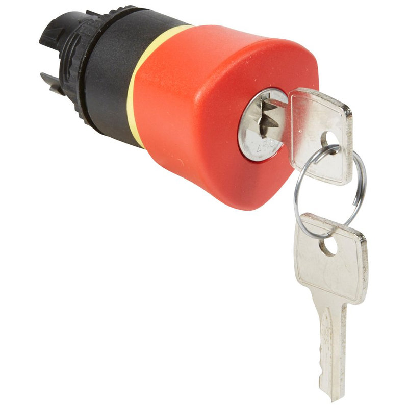 Legrand 023892 - Coup de poing Ø40 n°455 à clé arrêt d'urgence IP69 Osmoz composable - rouge
