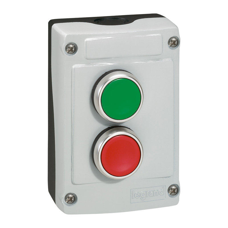 Legrand 024230 - Boîte à bouton Osmoz avec 2 boutons à impulsion vert/rouge - couvercle gris