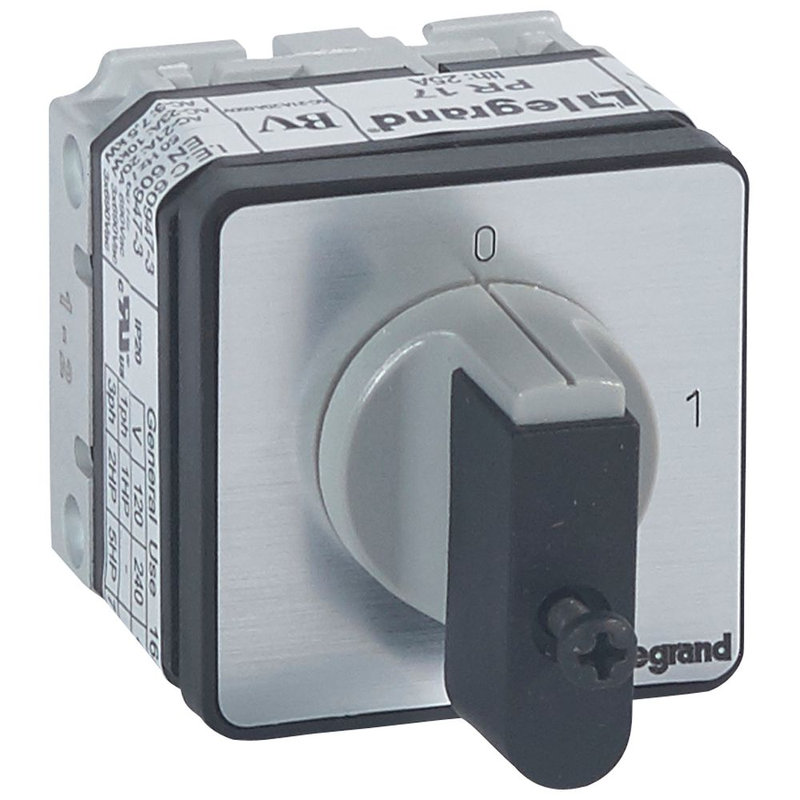 Legrand 027406 - Commutateur à cames inter marche/arrêt PR17 2P 2 contacts fixation vis sur porte
