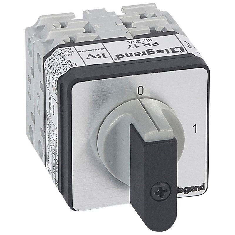 Legrand 027407 - Commutateur à cames inter marche/arrêt PR17 3P 3 contacts fixation vis sur porte