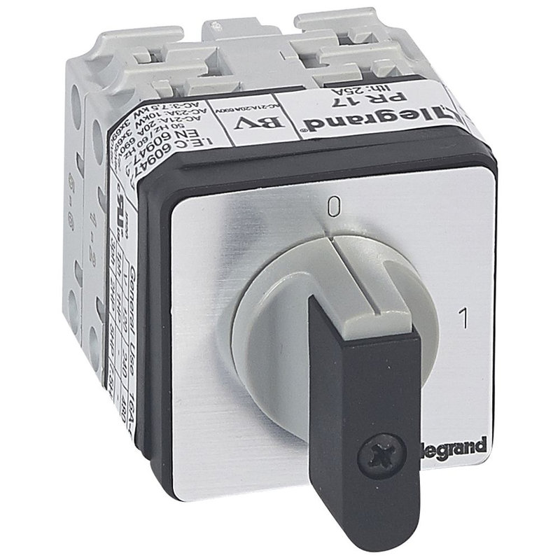 Legrand 027408 - Commutateur à cames inter marche/arrêt PR17 4P 4 contacts fixation vis sur porte