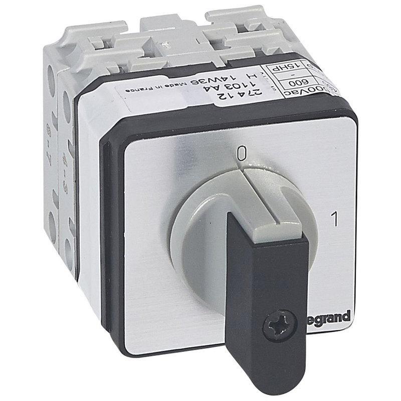 Legrand 027412 - Commutateur à cames inter marche/arrêt PR21 3P 3 contacts fixation vis sur porte