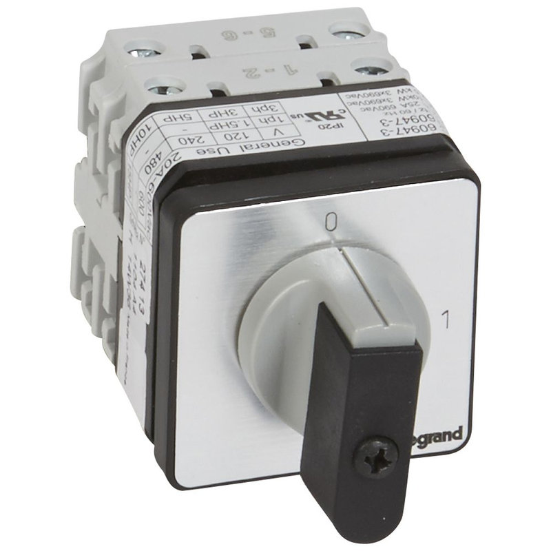 Legrand 027413 - Commutateur à cames inter marche/arrêt PR21 4P 4 contacts fixation vis sur porte