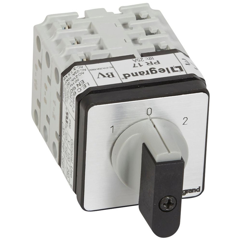 Legrand 027437 - Commutateur - inverseur avec arrêt 45° - PR 17 - 3P - 6 contacts - fixation vis