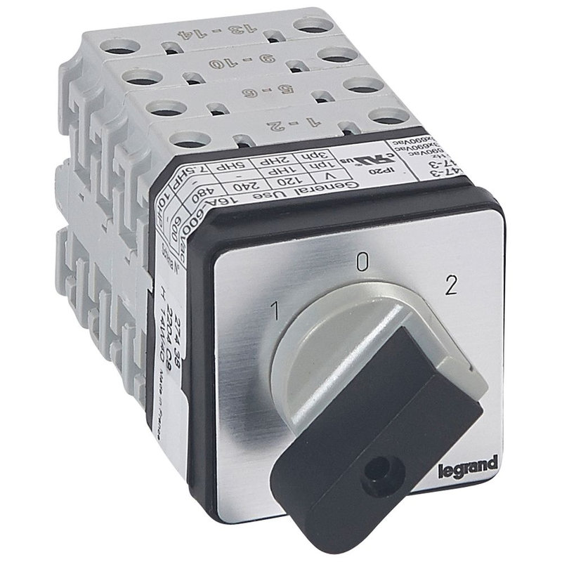 Legrand 027438 - Commutateur - inverseur avec arrêt 45° - PR 17 - 4P - 8 contacts - fixation vis