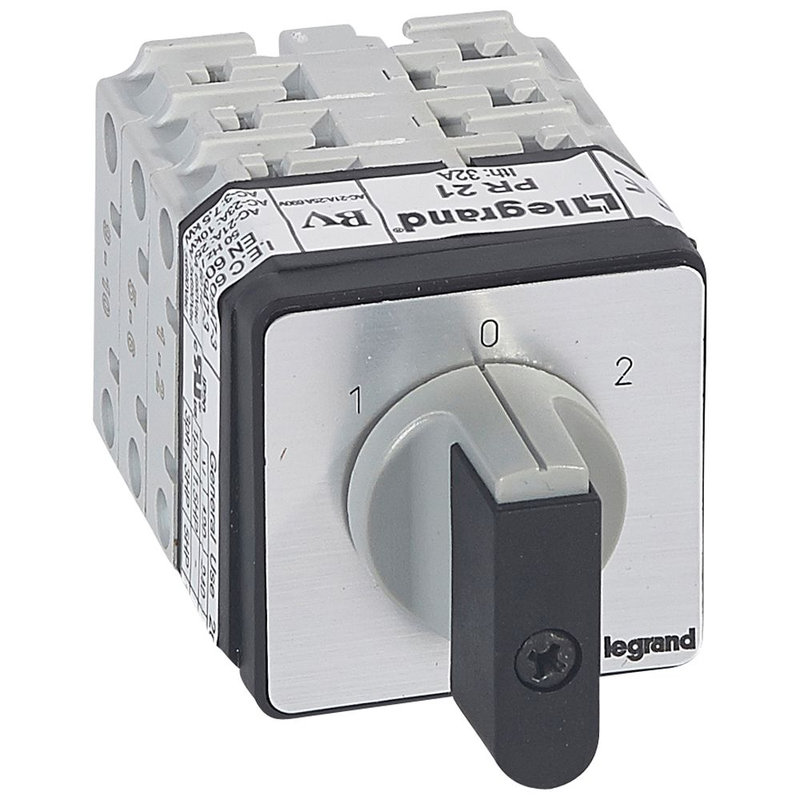 Legrand 027442 - Commutateur - inverseur avec arrêt 45° - PR 21 - 3P - 6 contacts - fixation vis