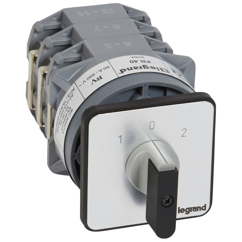 Legrand 027452 - Commutateur - inverseur avec arrêt 45° - PR 40 - 3P - 6 contacts - fixation vis