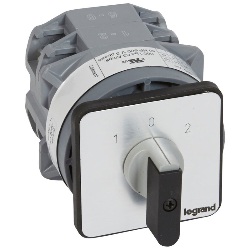 Legrand 027456 - Commutateur - inverseur avec arrêt 45° - PR 63 - 2P - 4 contacts - fixation vis