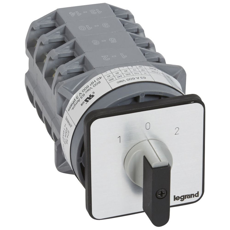 Legrand 027458 - Commutateur - inverseur avec arrêt 45° - PR 63 - 4P - 8 contacts - fixation vis