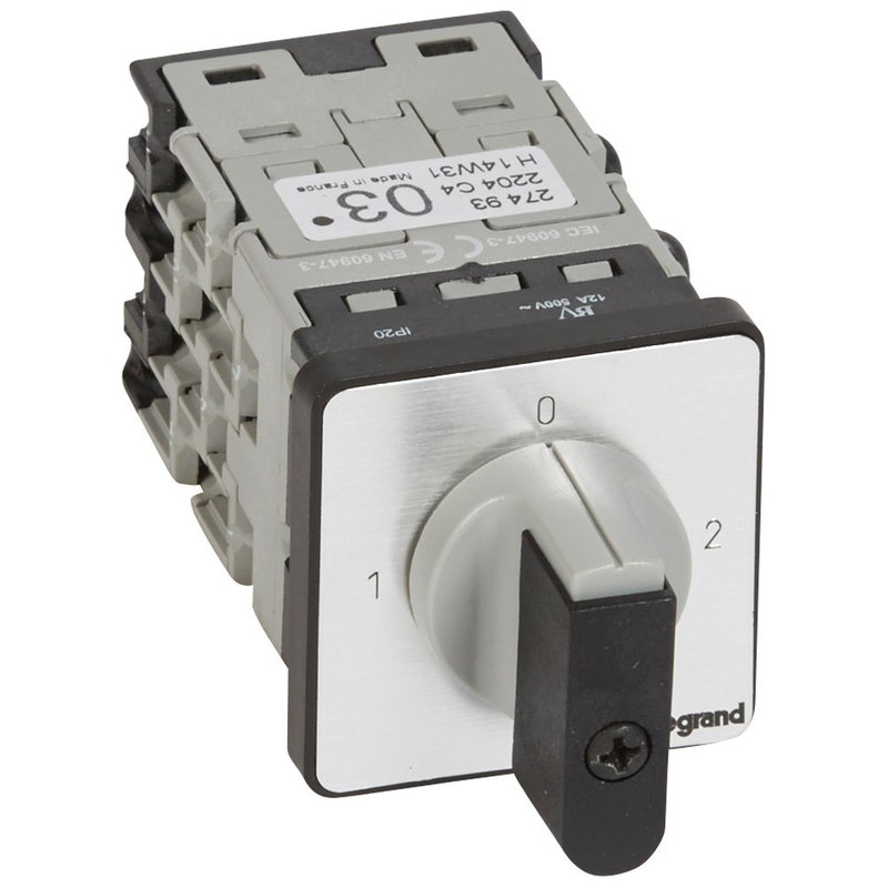 Legrand 027493 - Commutateur - inverseur avec arrêt 90°- PR 12 - 4P - 8 contacts - fixation vis