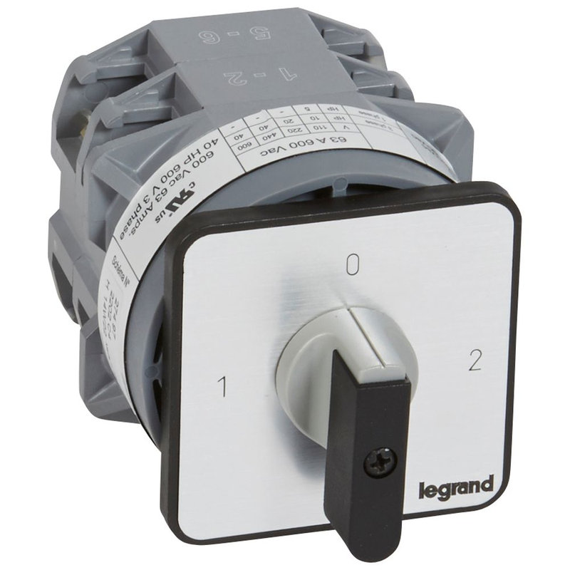 Legrand 027497 - Commutateur - inverseur avec arrêt 90°- PR 63 - 2P - 4 contacts - fixation vis