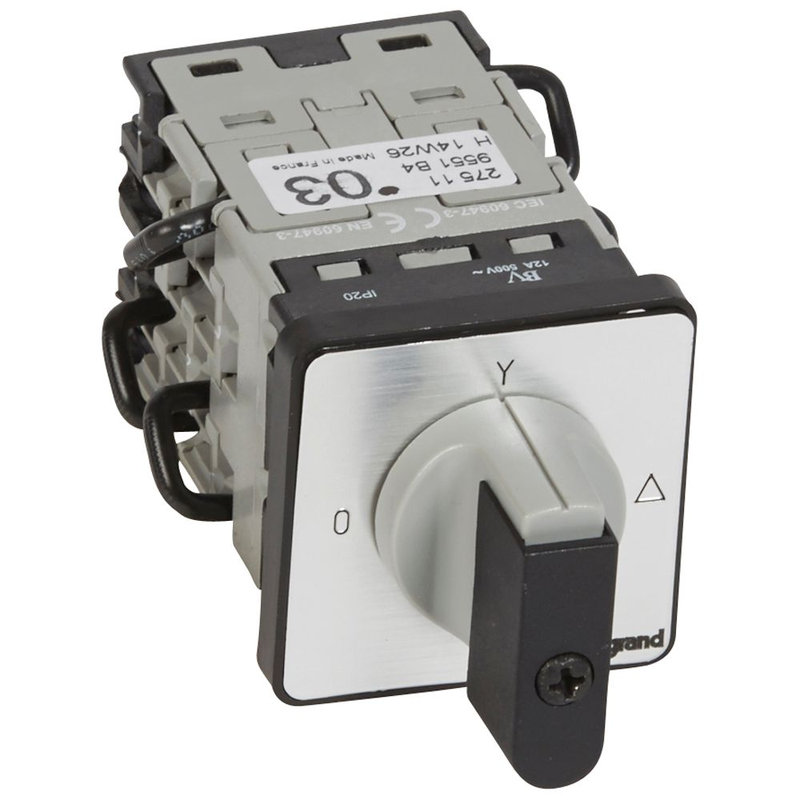 Legrand 027511 - Commutateur moteur 3P - démarreur 1 vitesse - PR 12 - 8 contacts - fixation vis