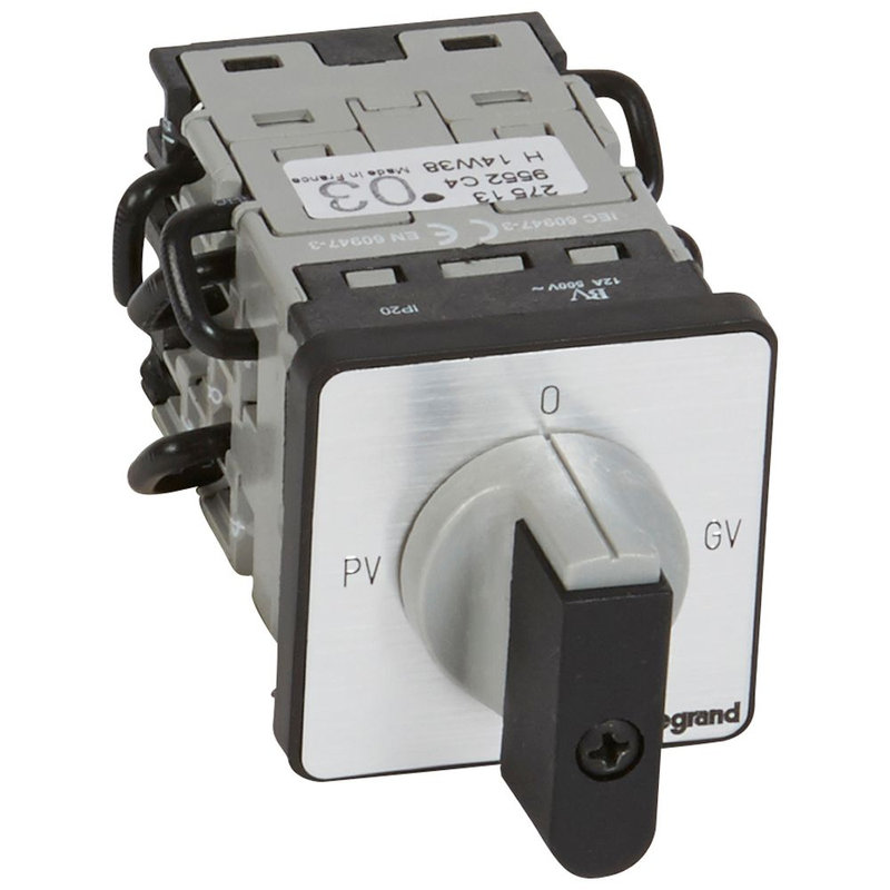 Legrand 027513 - Commutateur moteur 3P - démarreur 2 vitesses - PR 12 - PV-O-GV - fixation vis