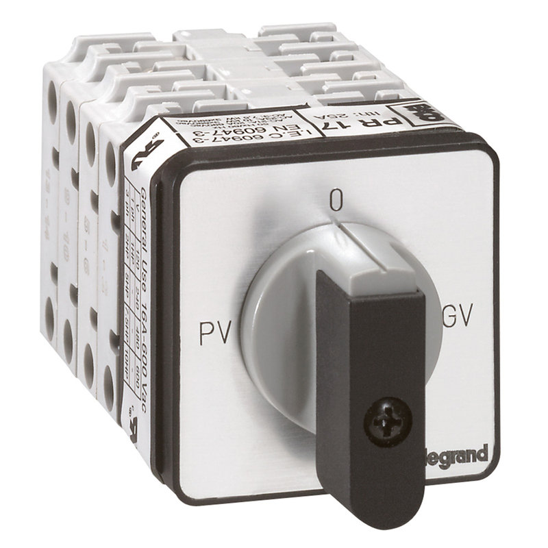 Legrand 027517 - Commutateur moteur 3P - démarreur 2 vitesses - PR 17 - PV-O-GV - fixation vis