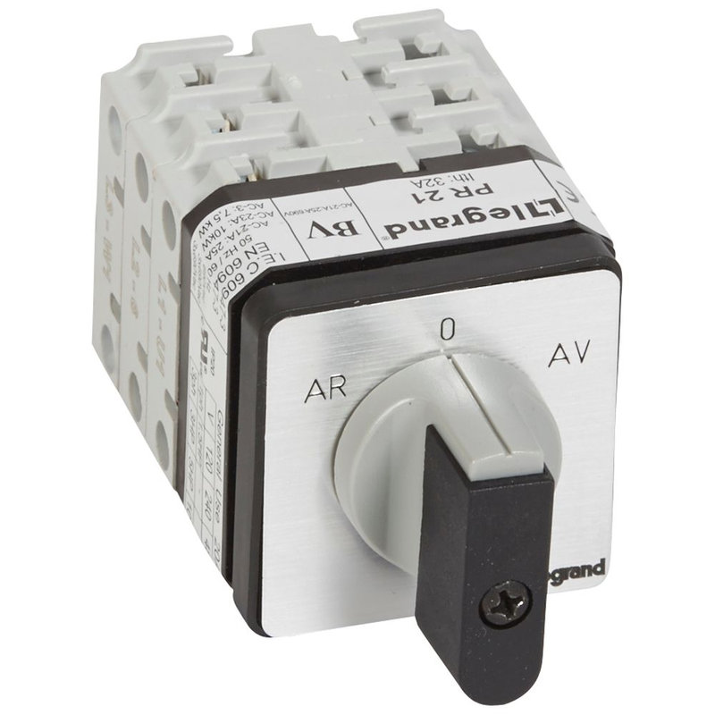 Legrand 027518 - Commutateur moteur 3P - inverseur 1 vitesse - PR 21 - 5 contacts - fixation vis