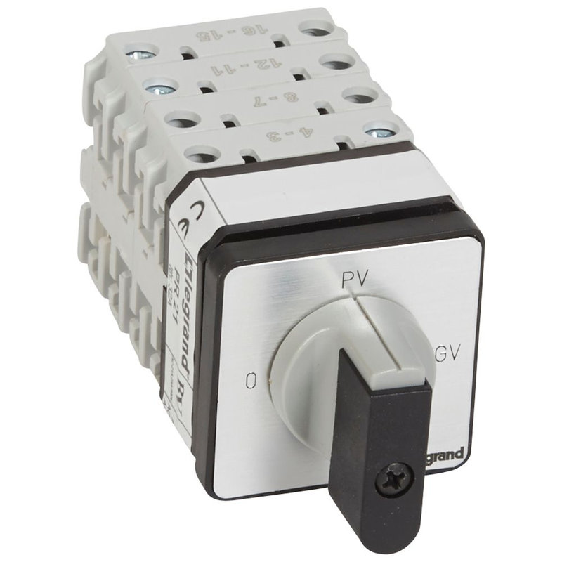 Legrand 027520 - Commutateur moteur 3P - démarreur 2 vitesses - PR 21 - 0-PV-GV - fixation vis