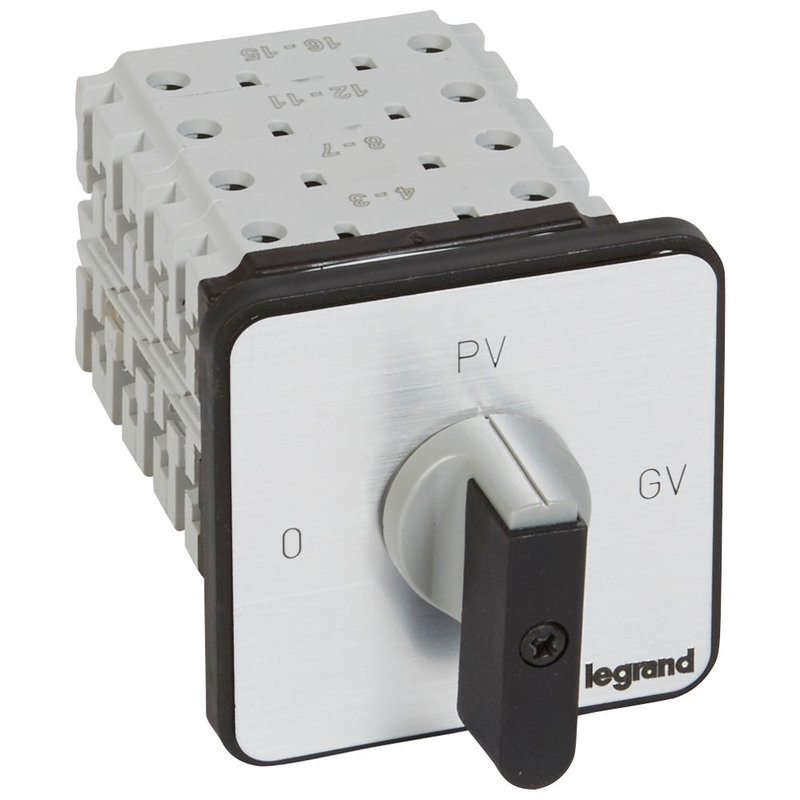 Legrand 027524 - Commutateur moteur 3P - démarreur 2 vitesses - PR 26 - 0-PV-GV - fixation vis