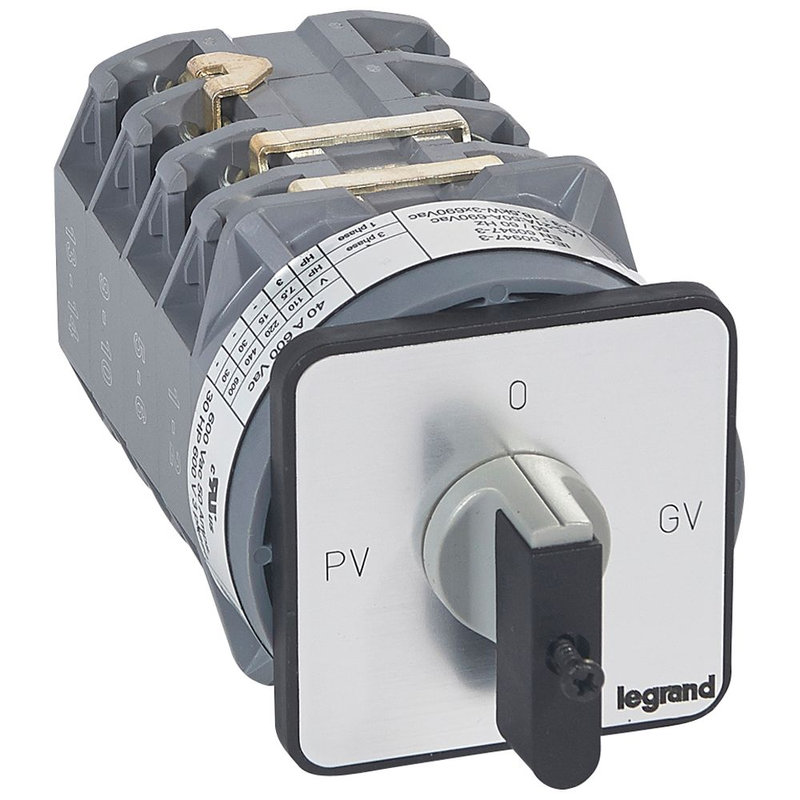 Legrand 027529 - Commutateur moteur 3P - démarreur 2 vitesses - PR 40 - PV-O-GV - fixation vis