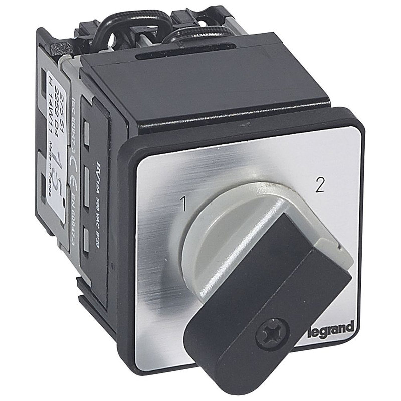 Legrand 027551 - Commutateur à cames inverseur sans arrêt PR12 2P fixation centrale Ø22 sur porte