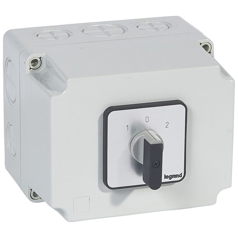 Legrand 027747 - Commutateur à cames inverseur - arrêt 45° PR40 -3P -6 contacts -boîtier 135x70mm