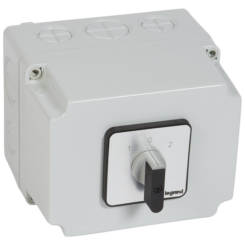 Legrand 027748 - Commutateur à cames inverseur - arrêt 45° PR40 4P 8 contacts - boîtier 135x70mm