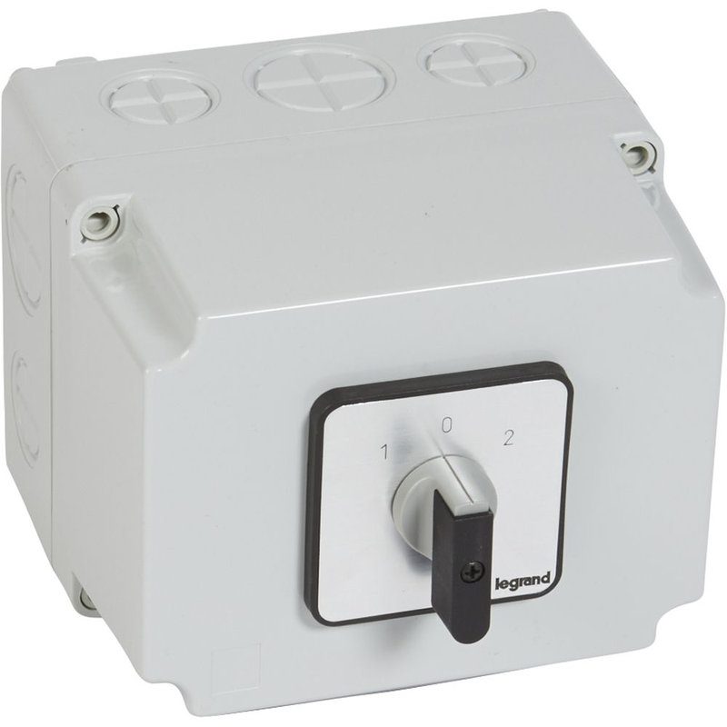 Legrand 027753 - Commutateur à cames inverseur - arrêt 45° PR63 4P 8 contacts - boîtier 135x70mm