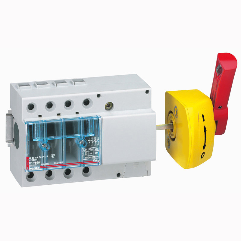 Legrand 022318 - Interrupteur-sectionneur Vistop 63A - 4P avec commande latérale et poignée rouge