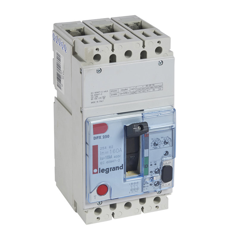 Legrand 025462 - Disjoncteur DPX250 électronique S2 pouvoir de coupure 100kA 3P 160A