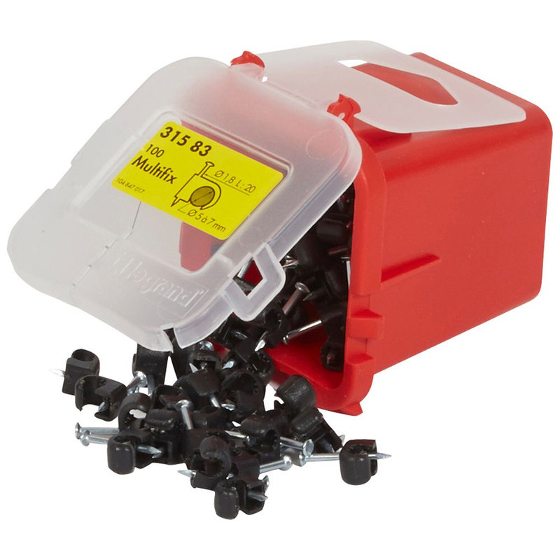 Legrand 031583 - Attache Multifix noire protégée ultraviolets pour câbles Ø5mm à Ø7mm