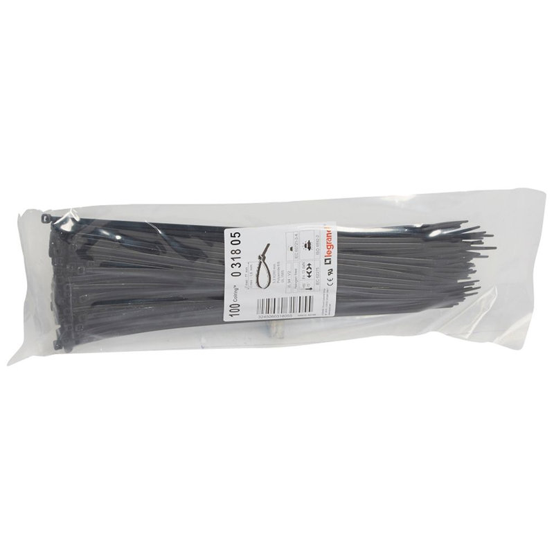 Legrand 031805 - Collier Colring largeur 3,5mm longueur 280mm - sachet de 100 - noir