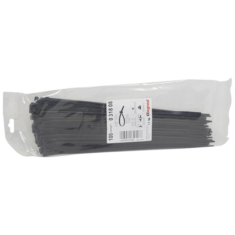 Legrand 031808 - Collier Colring largeur 4,6mm - longueur 280mm - sachet de 100 pièces - noir