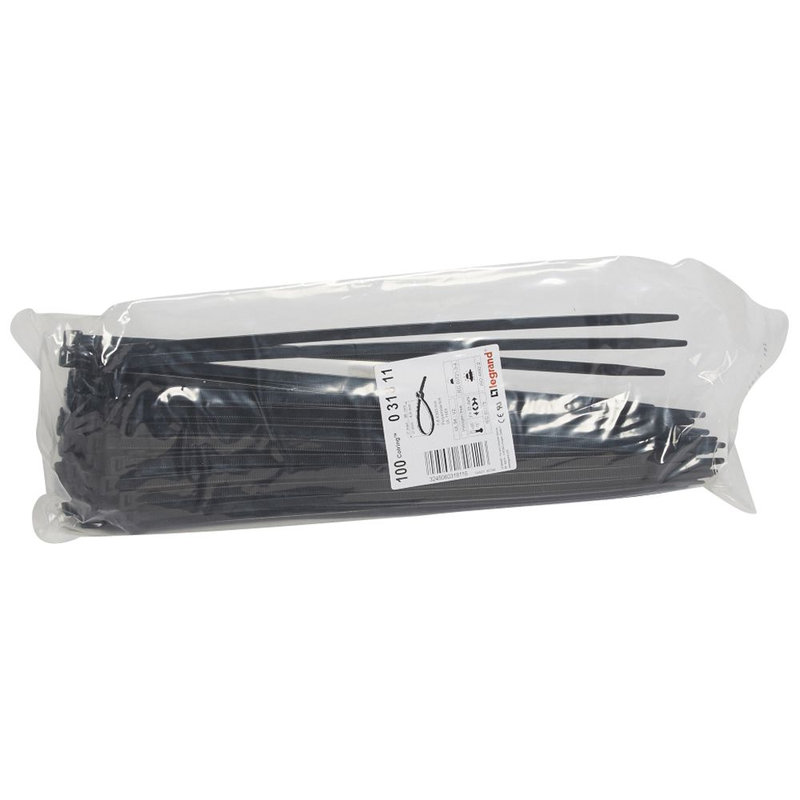 Legrand 031811 - Collier Colring largeur 7,6mm - longueur 360mm - sachet de 100 pièces - noir