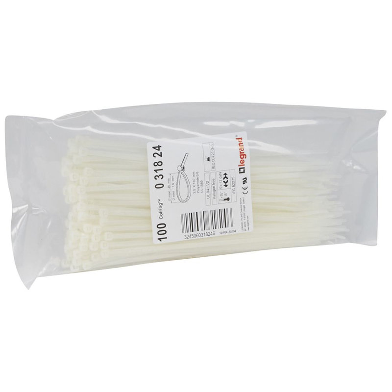 Legrand 031824 - Collier Colring largeur 3,5mm longueur 180mm - sachet de 100 - incolore