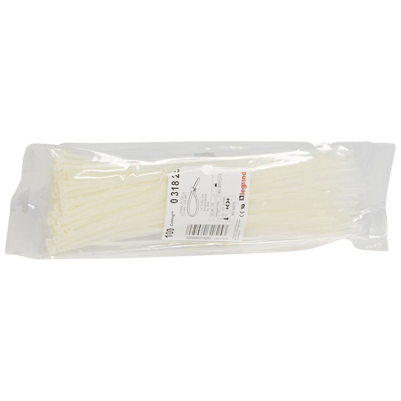 Legrand 031825 - Collier Colring largeur 3,5mm - longueur 280mm - sachet de 100 pièces - incolore