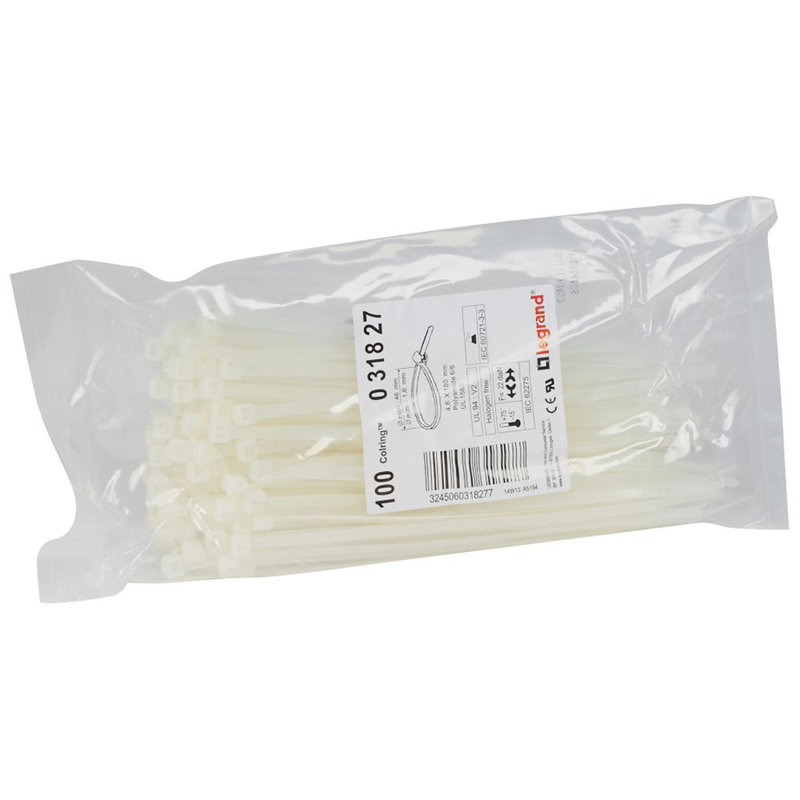 Legrand 031827 - Collier Colring largeur 4,6mm longueur 180mm - sachet de 100 - incolore