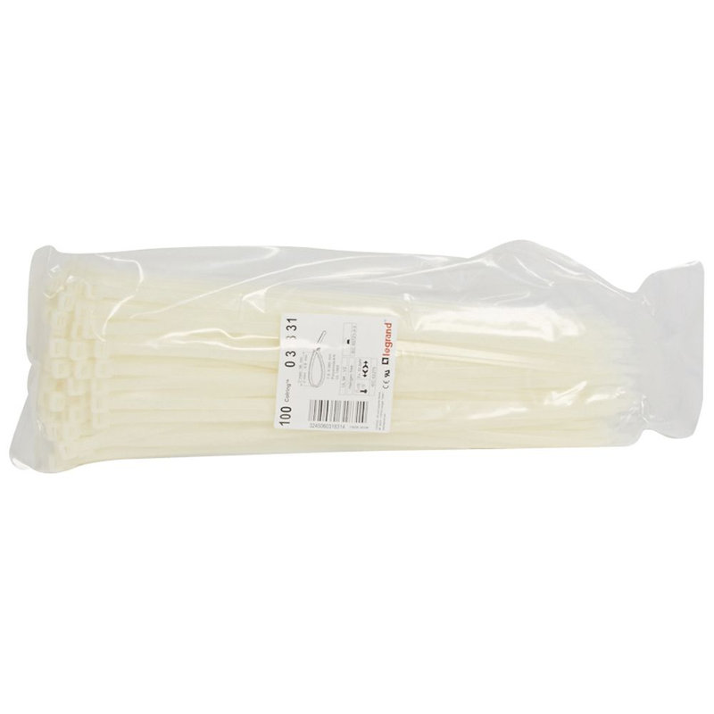 Legrand 031831 - Collier Colring largeur 7,6mm - longueur 360mm - sachet de 100 pièces - incolore