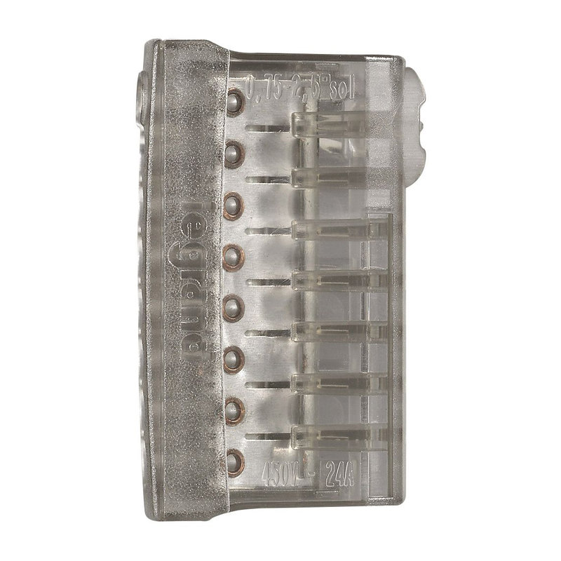 Legrand 034328 - Borne connexion sans vis Nylbloc auto pour 8 fils - 24A - 450V~ - gris