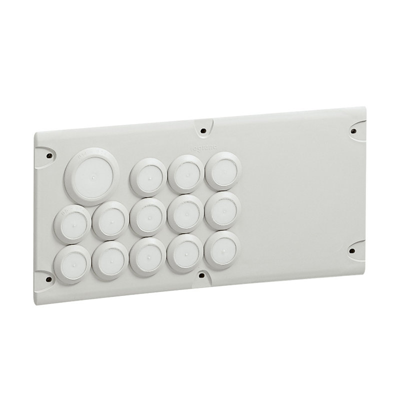Legrand 036495 - Plaque Cabstop IP55 13 entrées Ø5-14mm et 1 sortie Ø14-24mm avec 1 réserve