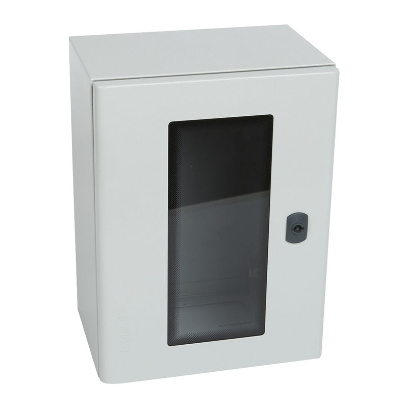 Legrand 036927 - Coffret metal Atlantic version vertical 1 porte vitrée 400x300x200mm avec plaque