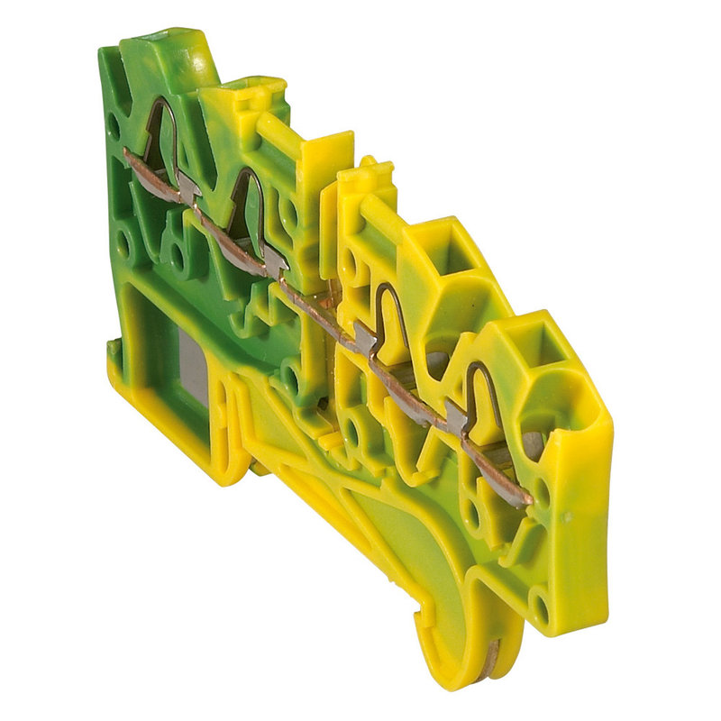 Legrand 037212 - Bloc jonc Viking 3 à ressort - 1 jonc/4 conduc -2entr/2sort-vert/jaune - pas 5