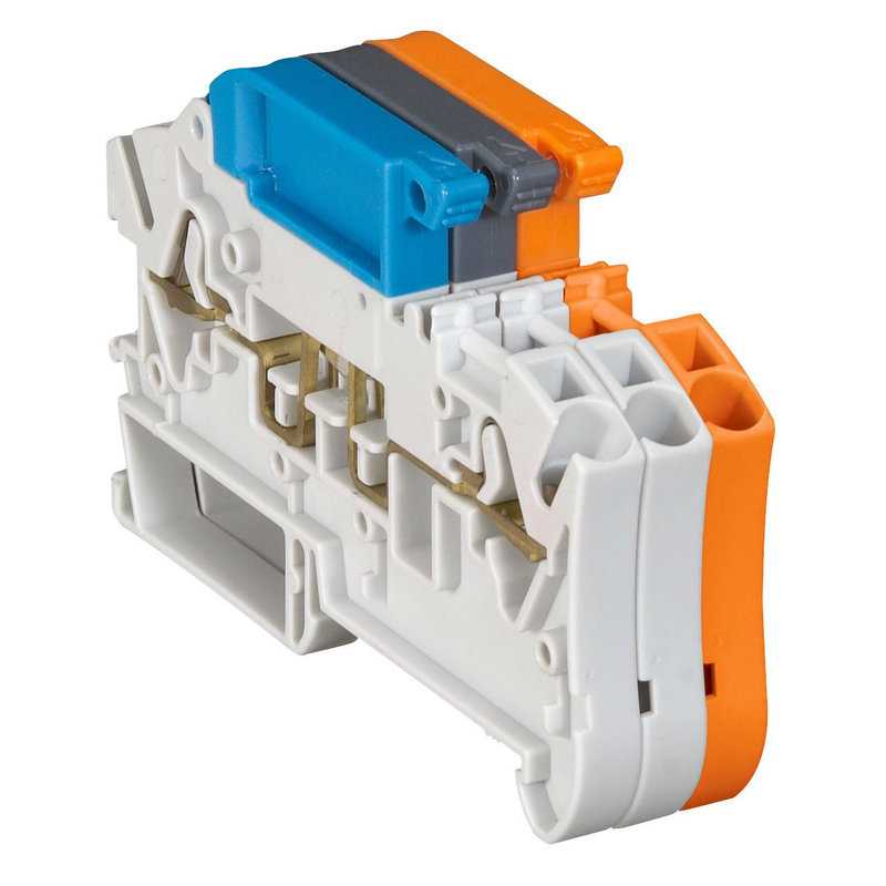 Legrand 037285 - Bloc jonc Viking 3 à ressort - circuit non coupé avec préhenseur -orange - pas 6