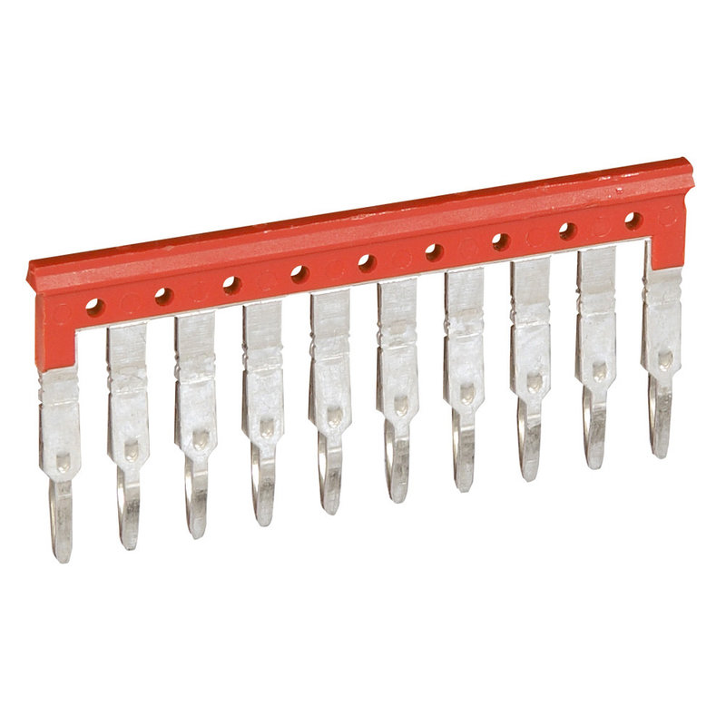 Legrand 037504 - Peigne pour 10 blocs de jonction à vis ou ressort Viking 3 pas 6mm - rouge